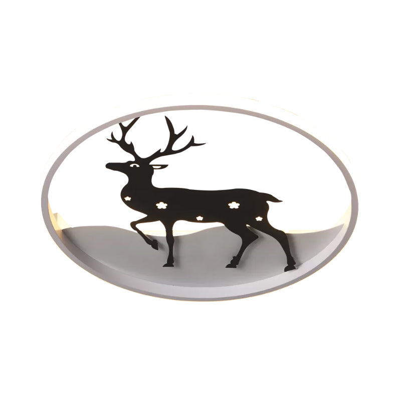 Deer Ceiling Light Fixture Cartoon Acrylic LED Black Flush Mount Lighting, Warm/White Light Clearhalo 'Ceiling Lights' 'Close To Ceiling Lights' 'Close to ceiling' 'Flush mount' Lighting' 1649362