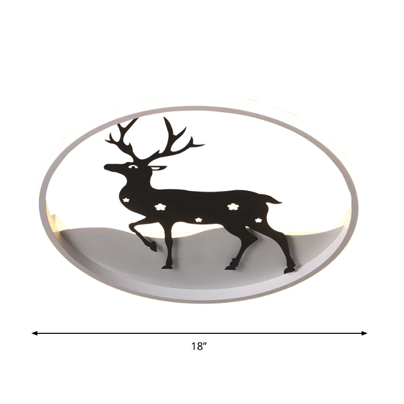 Deer Ceiling Light Fixture Cartoon Acrylic LED Black Flush Mount Lighting, Warm/White Light Clearhalo 'Ceiling Lights' 'Close To Ceiling Lights' 'Close to ceiling' 'Flush mount' Lighting' 1649363