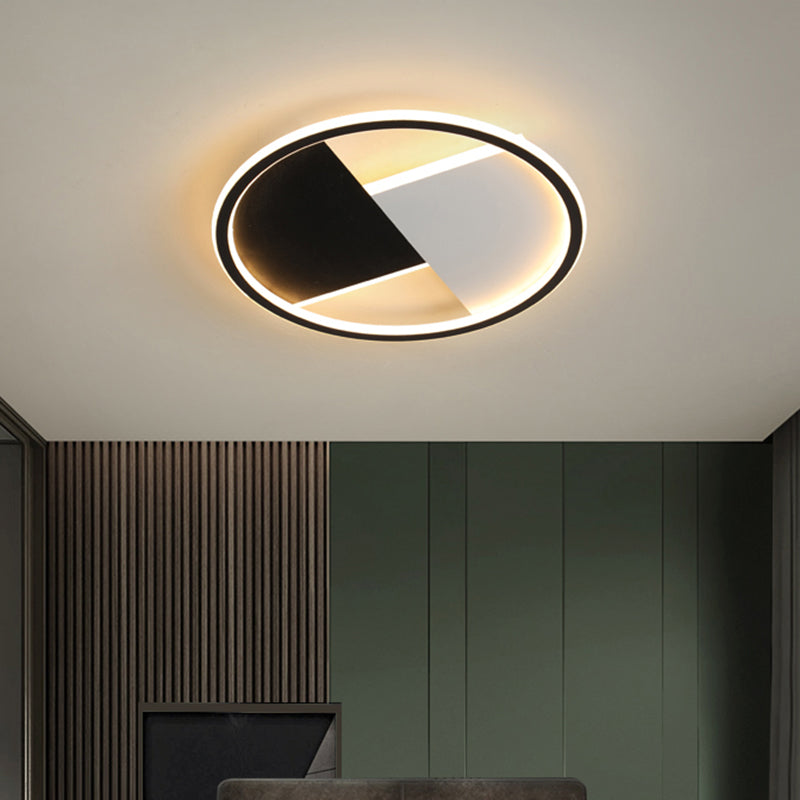 Black and White Circular Ceiling Light Fixture Simplicity LED Metal Flush Mount Lamp Clearhalo 'Ceiling Lights' 'Close To Ceiling Lights' 'Close to ceiling' 'Flush mount' Lighting' 1649369