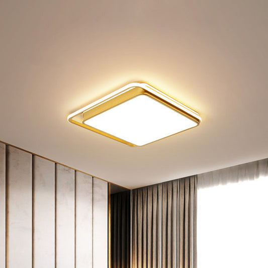 Gold Square Ceiling Flush Mount Modernism 10"/18"/21.5" W LED Metal Flush Light for Sitting Room, Warm/White Light Clearhalo 'Ceiling Lights' 'Close To Ceiling Lights' 'Close to ceiling' 'Flush mount' Lighting' 1649378