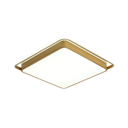 Gold Square Ceiling Flush Mount Modernism 10"/18"/21.5" W LED Metal Flush Light for Sitting Room, Warm/White Light Clearhalo 'Ceiling Lights' 'Close To Ceiling Lights' 'Close to ceiling' 'Flush mount' Lighting' 1649379