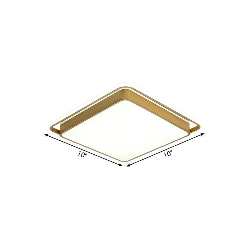 Gold Square Ceiling Flush Mount Modernism 10"/18"/21.5" W LED Metal Flush Light for Sitting Room, Warm/White Light Clearhalo 'Ceiling Lights' 'Close To Ceiling Lights' 'Close to ceiling' 'Flush mount' Lighting' 1649380