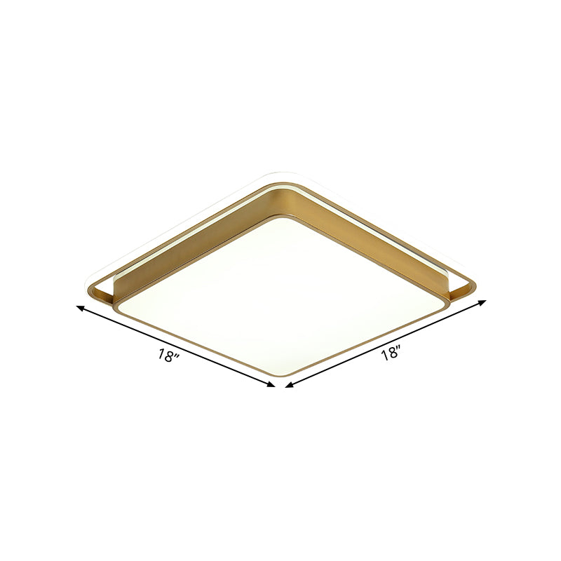 Gold Square Ceiling Flush Mount Modernism 10"/18"/21.5" W LED Metal Flush Light for Sitting Room, Warm/White Light Clearhalo 'Ceiling Lights' 'Close To Ceiling Lights' 'Close to ceiling' 'Flush mount' Lighting' 1649381