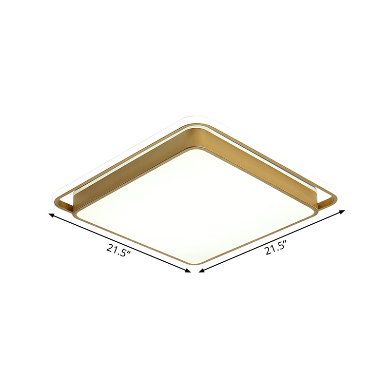 Gold Square Ceiling Flush Mount Modernism 10"/18"/21.5" W LED Metal Flush Light for Sitting Room, Warm/White Light Clearhalo 'Ceiling Lights' 'Close To Ceiling Lights' 'Close to ceiling' 'Flush mount' Lighting' 1649382