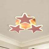 Star Ceiling Light Fixture Cartoon Acrylic LED Pink Flushmount Lighting for Bedroom Pink Clearhalo 'Ceiling Lights' 'Close To Ceiling Lights' 'Close to ceiling' 'Flush mount' Lighting' 1649476