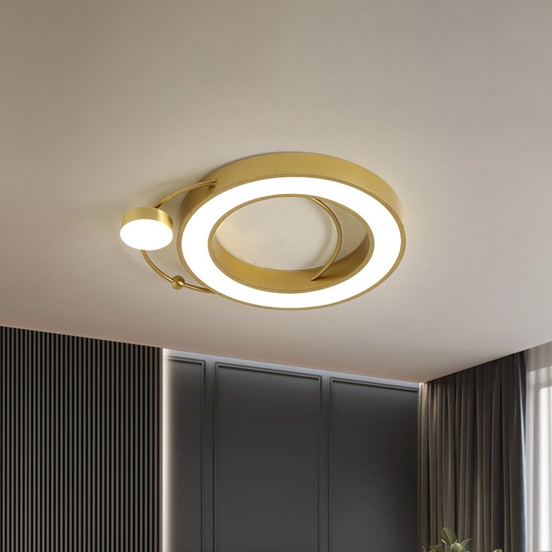 Simplicity LED Flush Ceiling Light with Metal Frame Gold Hoop Shaped Ceiling Mounted Fixture in Warm/White Light Clearhalo 'Ceiling Lights' 'Close To Ceiling Lights' 'Close to ceiling' 'Flush mount' Lighting' 1649542