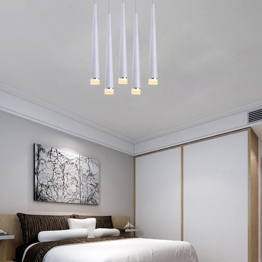 White/Black Tapered Ceiling Light Metal Minimalist LED Pendant Light Fixture in White/Warm/Neutral Clearhalo 'Ceiling Lights' 'Modern Pendants' 'Modern' 'Pendant Lights' 'Pendants' Lighting' 164961