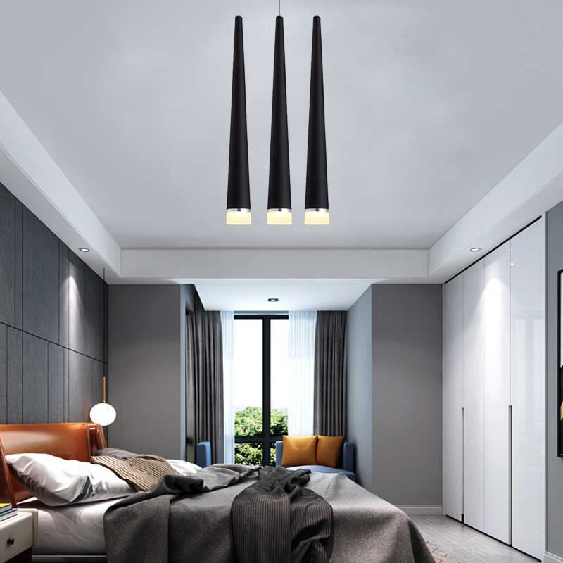 White/Black Tapered Ceiling Light Metal Minimalist LED Pendant Light Fixture in White/Warm/Neutral Clearhalo 'Ceiling Lights' 'Modern Pendants' 'Modern' 'Pendant Lights' 'Pendants' Lighting' 164964