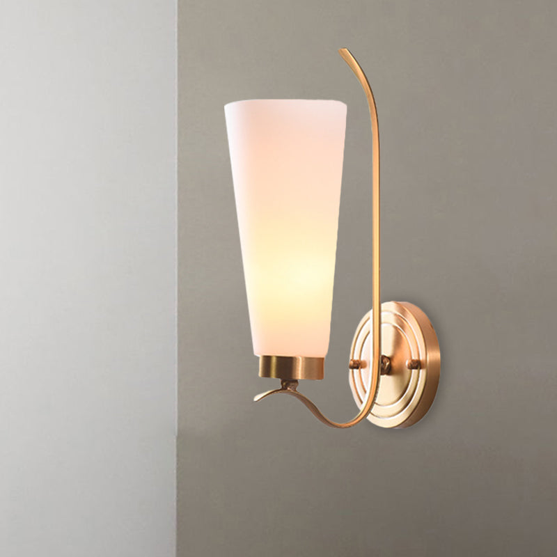 Opal Glass Brass Wall Sconce Elongated 1/2-Light Rural Wall Lighting Fixture for Guest Room 1.0 Brass Clearhalo 'Wall Lamps & Sconces' 'Wall Lights' Lighting' 1649732