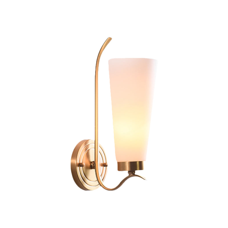 Opal Glass Brass Wall Sconce Elongated 1/2-Light Rural Wall Lighting Fixture for Guest Room Clearhalo 'Wall Lamps & Sconces' 'Wall Lights' Lighting' 1649734