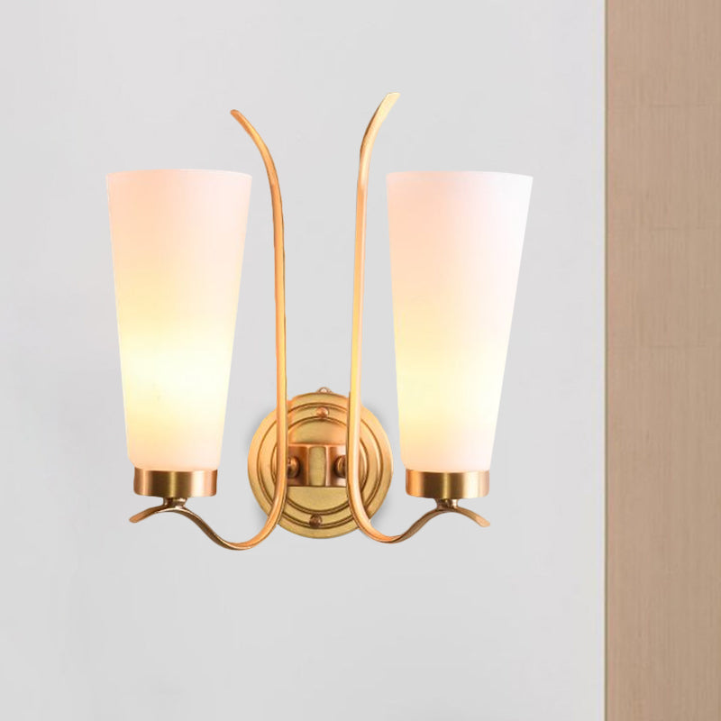 Opal Glass Brass Wall Sconce Elongated 1/2-Light Rural Wall Lighting Fixture for Guest Room Clearhalo 'Wall Lamps & Sconces' 'Wall Lights' Lighting' 1649738