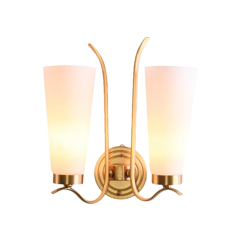 Opal Glass Brass Wall Sconce Elongated 1/2-Light Rural Wall Lighting Fixture for Guest Room Clearhalo 'Wall Lamps & Sconces' 'Wall Lights' Lighting' 1649739