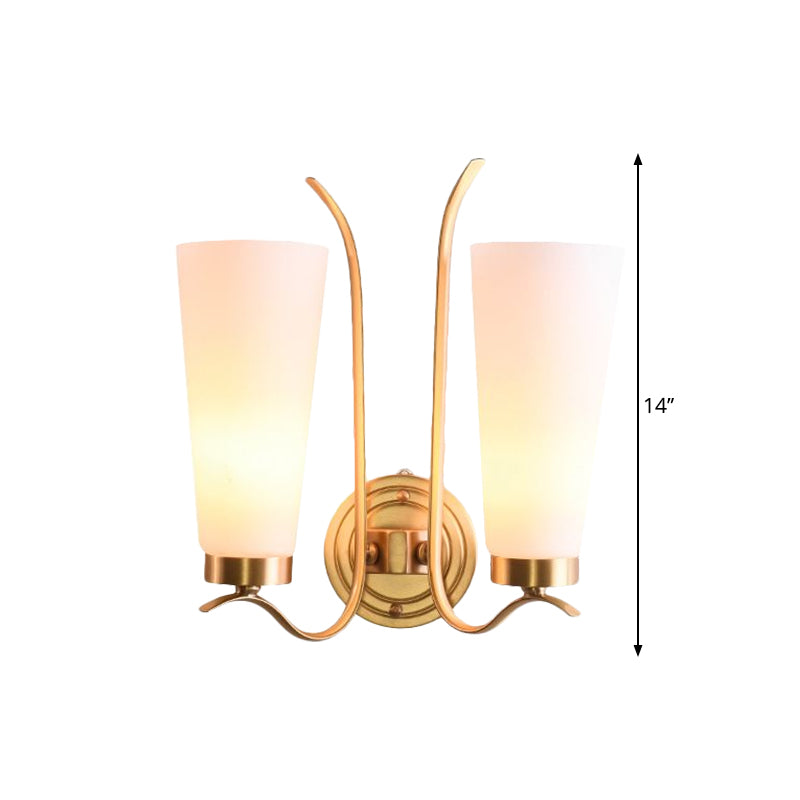 Opal Glass Brass Wall Sconce Elongated 1/2-Light Rural Wall Lighting Fixture for Guest Room Clearhalo 'Wall Lamps & Sconces' 'Wall Lights' Lighting' 1649740