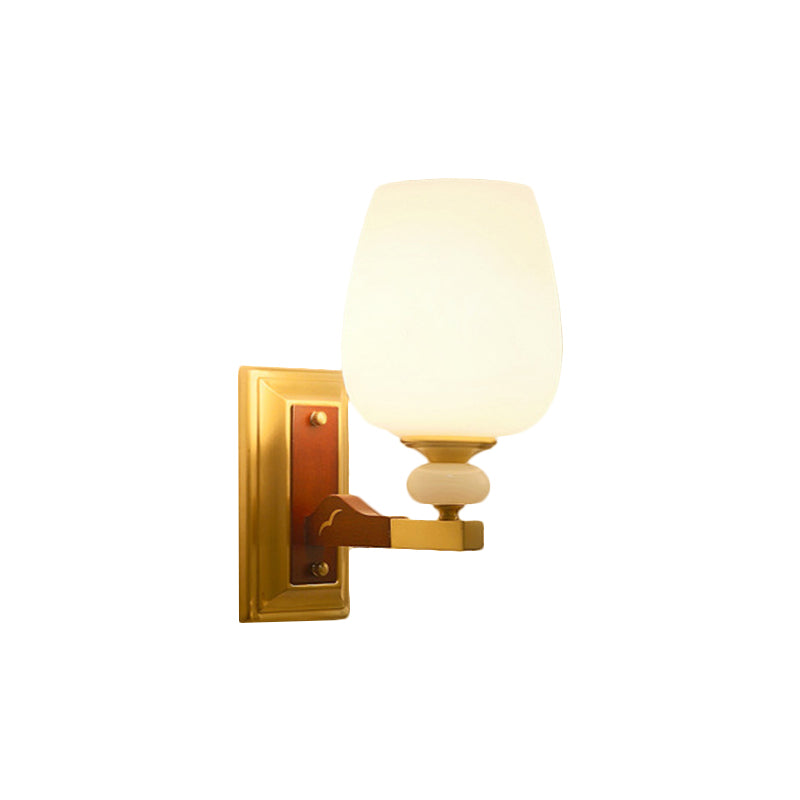 Brass Single Light Wall Mount Lamp Warehouse Opal Glass Cup Shape Angled Wall Lighting Idea Clearhalo 'Wall Lamps & Sconces' 'Wall Lights' Lighting' 1649747