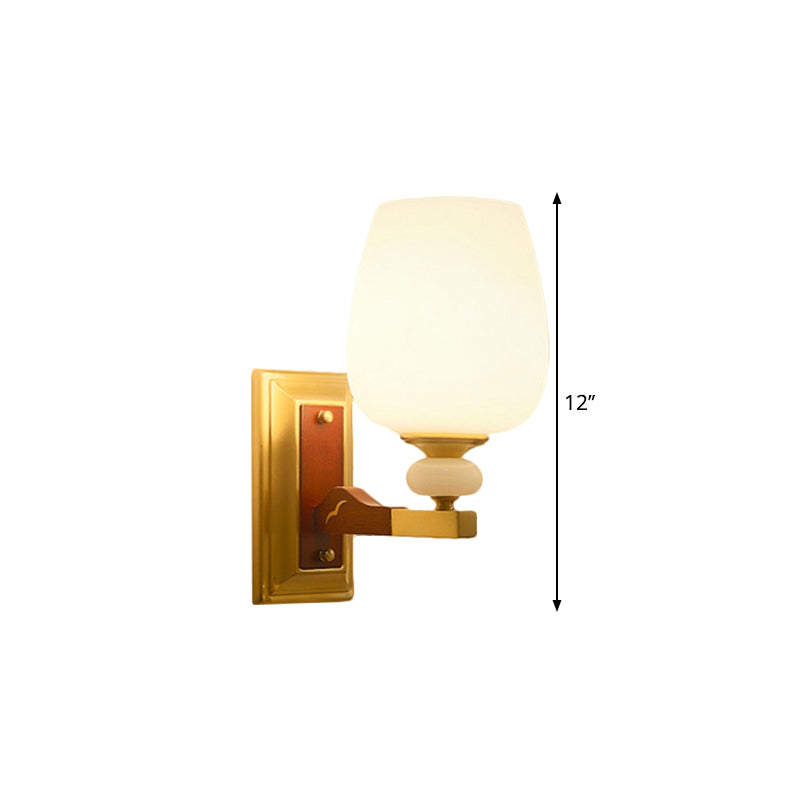 Brass Single Light Wall Mount Lamp Warehouse Opal Glass Cup Shape Angled Wall Lighting Idea Clearhalo 'Wall Lamps & Sconces' 'Wall Lights' Lighting' 1649748