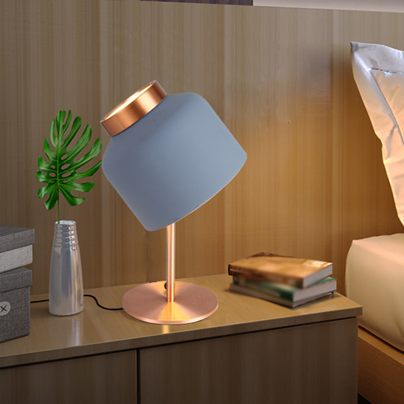 Dome Metallic Desk Light Minimalist 1-Head Pink/Blue Nightstand Lamp with Adjustable Design Clearhalo 'Lamps' 'Table Lamps' Lighting' 1649777