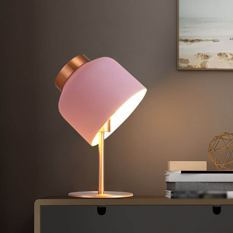 Dome Metallic Desk Light Minimalist 1-Head Pink/Blue Nightstand Lamp with Adjustable Design Clearhalo 'Lamps' 'Table Lamps' Lighting' 1649781