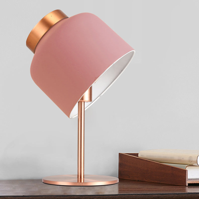 Dome Metallic Desk Light Minimalist 1-Head Pink/Blue Nightstand Lamp with Adjustable Design Clearhalo 'Lamps' 'Table Lamps' Lighting' 1649782