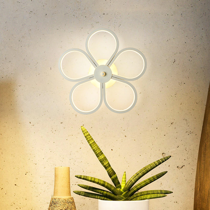 Floral Acrylic Wall Light Sconce Cartoon LED White Wall Lighting Fixture for Bedroom Clearhalo 'Wall Lamps & Sconces' 'Wall Lights' Lighting' 1649789