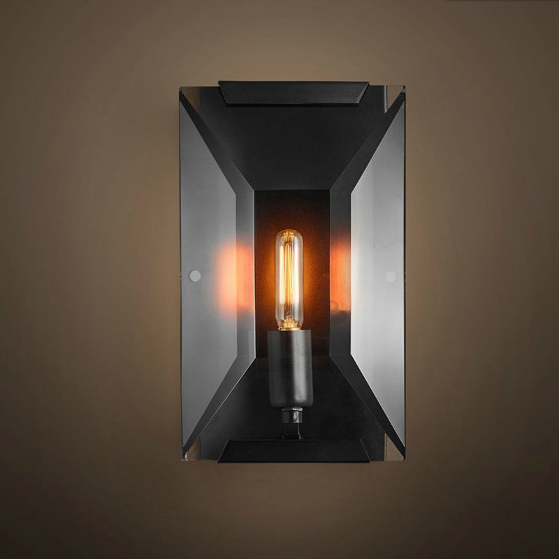 Oblong Sconce Light Fixture Modern Crystal Rectangle 1 Head Corridor Wall Mounted Lamp in Black Black Clearhalo 'Cast Iron' 'Glass' 'Industrial' 'Modern wall lights' 'Modern' 'Tiffany' 'Traditional wall lights' 'Wall Lamps & Sconces' 'Wall Lights' Lighting' 1649844