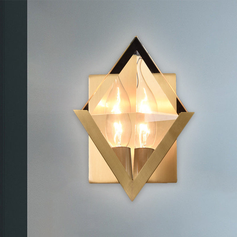 Rhombus Clear Crystal Panel Wall Sconce Minimalist 1 Bulb Brass Wall Mounted Light Fixture Brass Clearhalo 'Cast Iron' 'Glass' 'Industrial' 'Modern wall lights' 'Modern' 'Tiffany' 'Traditional wall lights' 'Wall Lamps & Sconces' 'Wall Lights' Lighting' 1649848