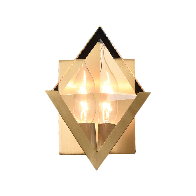Rhombus Clear Crystal Panel Wall Sconce Minimalist 1 Bulb Brass Wall Mounted Light Fixture Clearhalo 'Cast Iron' 'Glass' 'Industrial' 'Modern wall lights' 'Modern' 'Tiffany' 'Traditional wall lights' 'Wall Lamps & Sconces' 'Wall Lights' Lighting' 1649850