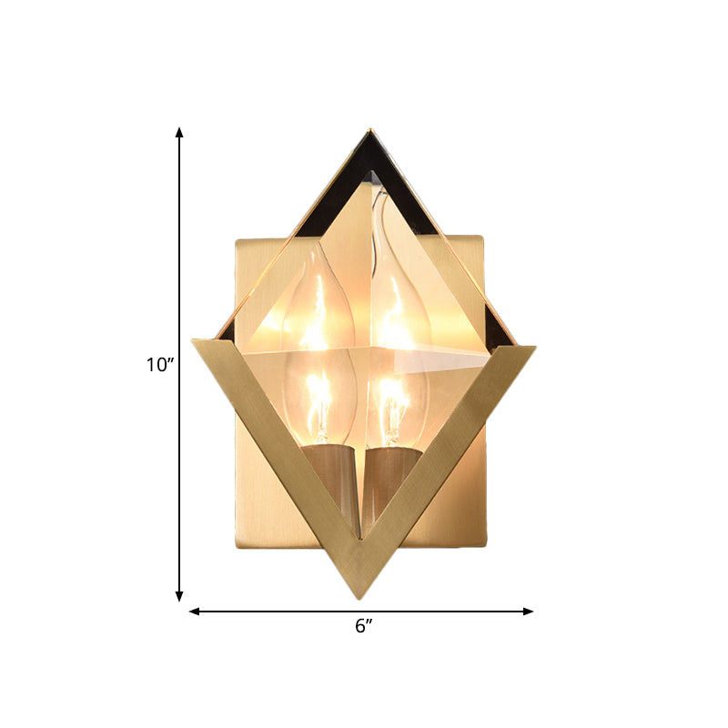 Rhombus Clear Crystal Panel Wall Sconce Minimalist 1 Bulb Brass Wall Mounted Light Fixture Clearhalo 'Cast Iron' 'Glass' 'Industrial' 'Modern wall lights' 'Modern' 'Tiffany' 'Traditional wall lights' 'Wall Lamps & Sconces' 'Wall Lights' Lighting' 1649851