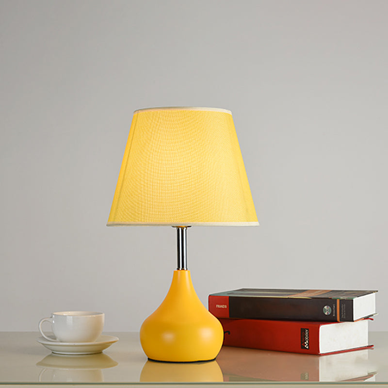 Conical Study Room Table Light Fabric 1 Head Modern Reading Lamp with Vase Base in Pink/White/Yellow Clearhalo 'Lamps' 'Table Lamps' Lighting' 1649891