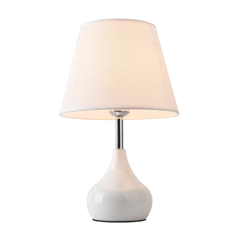 Conical Study Room Table Light Fabric 1 Head Modern Reading Lamp with Vase Base in Pink/White/Yellow Clearhalo 'Lamps' 'Table Lamps' Lighting' 1649897