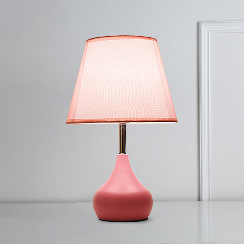Conical Study Room Table Light Fabric 1 Head Modern Reading Lamp with Vase Base in Pink/White/Yellow Clearhalo 'Lamps' 'Table Lamps' Lighting' 1649904