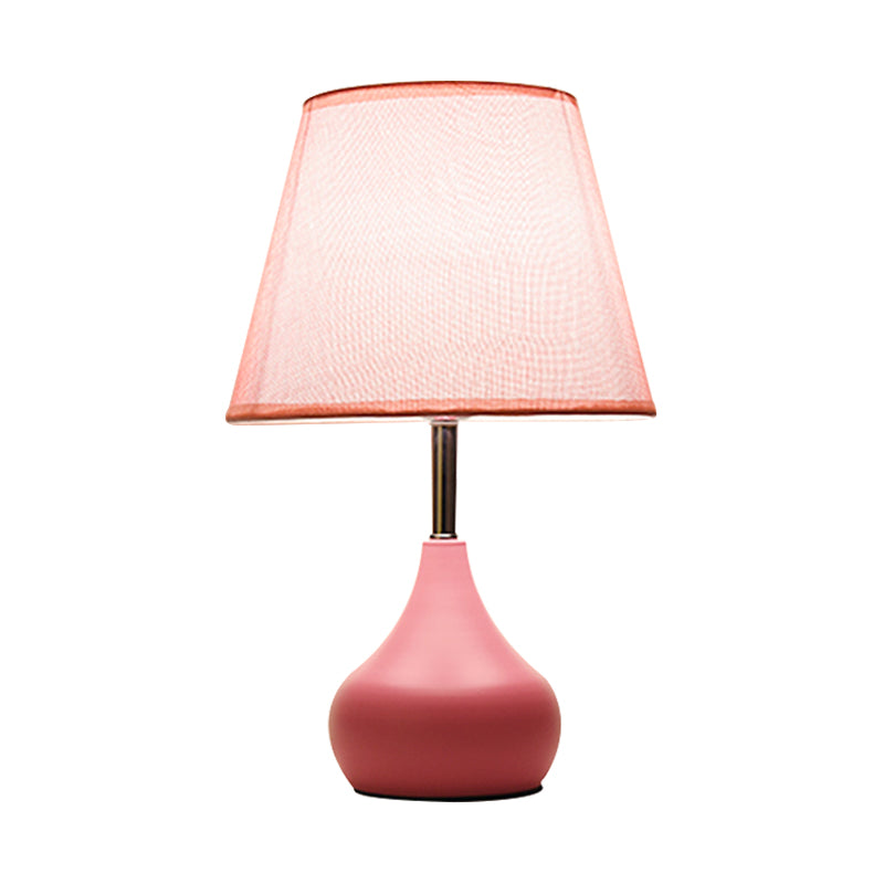 Conical Study Room Table Light Fabric 1 Head Modern Reading Lamp with Vase Base in Pink/White/Yellow Clearhalo 'Lamps' 'Table Lamps' Lighting' 1649905