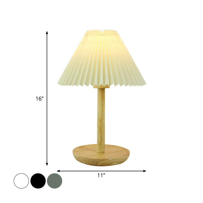 Folded Study Room Table Light Fabric 1-Bulb Kids Reading Lamp with Wood Base in Grey/White/Dark Gray Clearhalo 'Lamps' 'Table Lamps' Lighting' 1649925