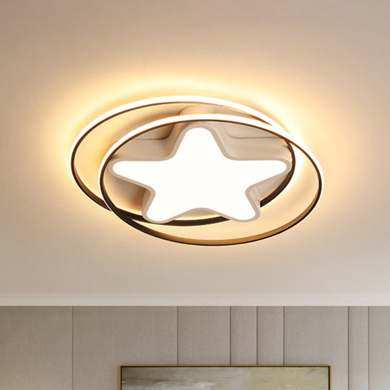 Acrylic Star Flush Ceiling Light Modern LED White Flush Mount Fixture with Ring in Warm/White Light White Clearhalo 'Ceiling Lights' 'Close To Ceiling Lights' 'Close to ceiling' 'Flush mount' Lighting' 1649974