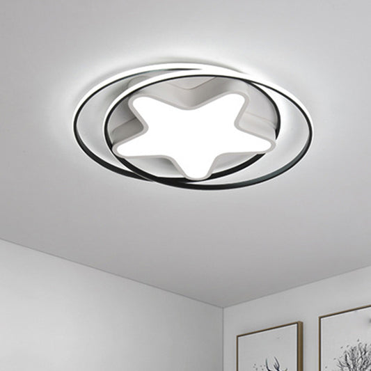 Acrylic Star Flush Ceiling Light Modern LED White Flush Mount Fixture with Ring in Warm/White Light Clearhalo 'Ceiling Lights' 'Close To Ceiling Lights' 'Close to ceiling' 'Flush mount' Lighting' 1649975