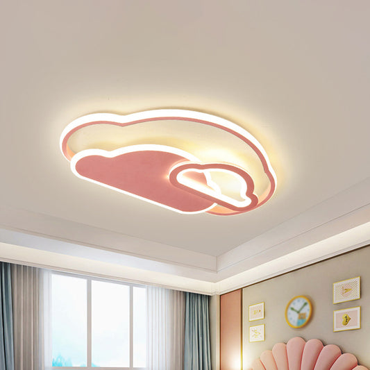 Pink Cloud Flush Mount Light Cartoon LED Acrylic Flushmount Lighting for Girls Bedroom Pink Clearhalo 'Ceiling Lights' 'Close To Ceiling Lights' 'Close to ceiling' 'Flush mount' Lighting' 1649978