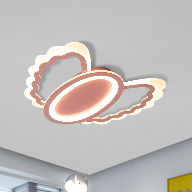 Acrylic Oval and Shell Flush Light Fixture Kids LED Flush Mount Lamp in Pink for Girls Room Pink Clearhalo 'Ceiling Lights' 'Close To Ceiling Lights' 'Close to ceiling' 'Flush mount' Lighting' 1649982