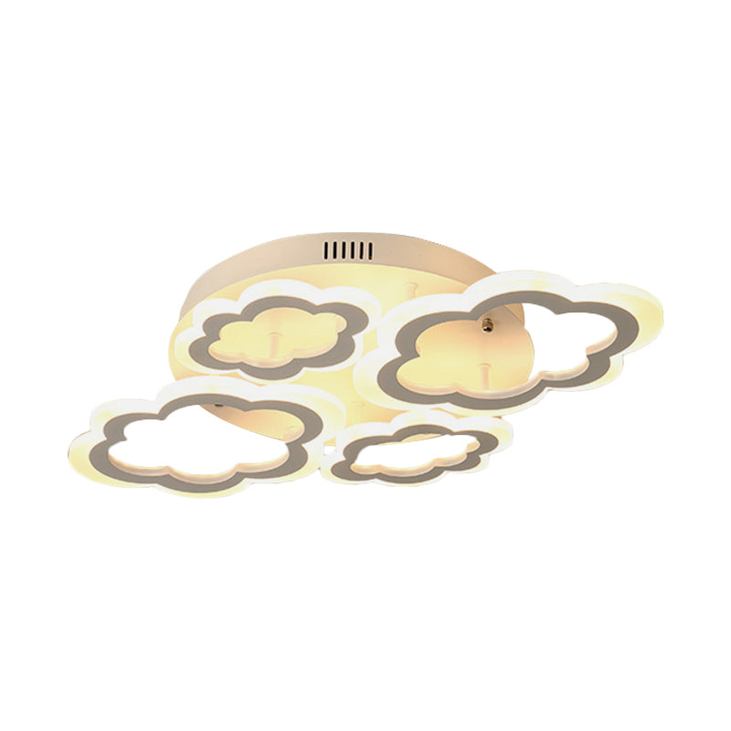 Cloud Living Room Flush Light Fixture Acrylic 4/8 Lights Cartoon Flush Mount Lighting in White Clearhalo 'Ceiling Lights' 'Close To Ceiling Lights' 'Close to ceiling' 'Flush mount' Lighting' 1649993