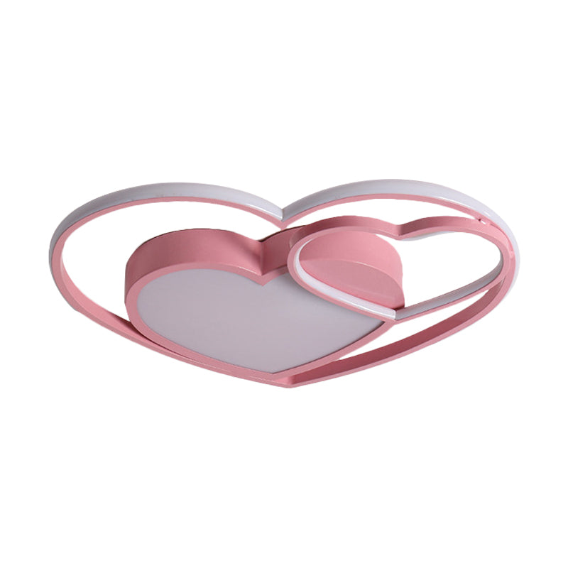 Loving Heart Acrylic Flush Mount Lamp Nordic White/Pink LED Close to Ceiling Light for Bedroom Clearhalo 'Ceiling Lights' 'Close To Ceiling Lights' 'Close to ceiling' 'Flush mount' Lighting' 1649997