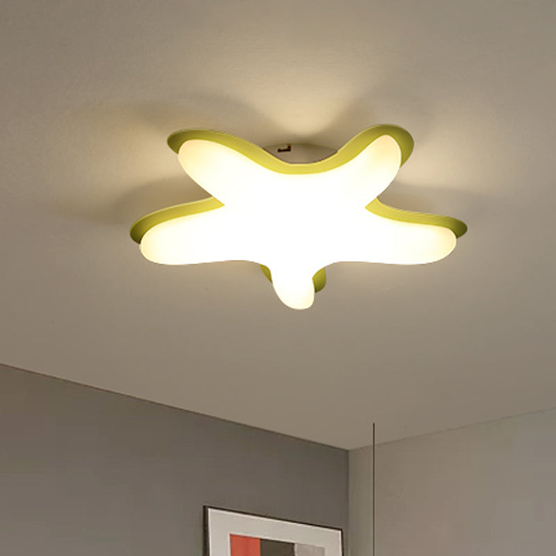 Cartoon Starfish Flush Ceiling Light Acrylic LED Bedroom Flush Mount Fixture in White/Pink/Yellow Yellow Clearhalo 'Ceiling Lights' 'Close To Ceiling Lights' 'Close to ceiling' 'Flush mount' Lighting' 1650011