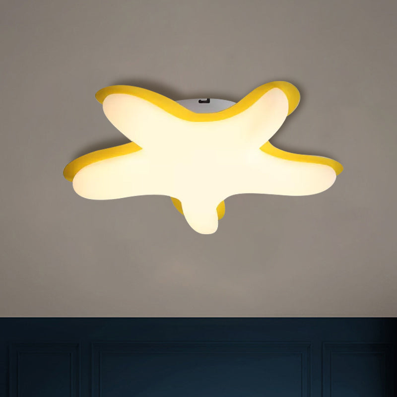 Cartoon Starfish Flush Ceiling Light Acrylic LED Bedroom Flush Mount Fixture in White/Pink/Yellow Clearhalo 'Ceiling Lights' 'Close To Ceiling Lights' 'Close to ceiling' 'Flush mount' Lighting' 1650012