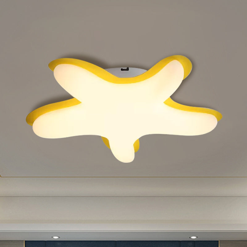 Cartoon Starfish Flush Ceiling Light Acrylic LED Bedroom Flush Mount Fixture in White/Pink/Yellow Clearhalo 'Ceiling Lights' 'Close To Ceiling Lights' 'Close to ceiling' 'Flush mount' Lighting' 1650013