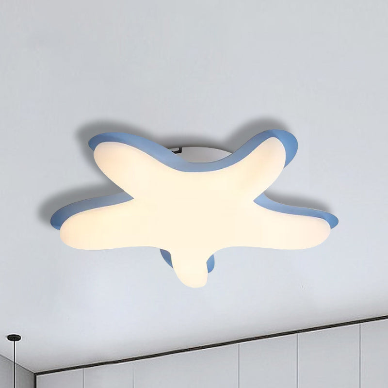 Cartoon Starfish Flush Ceiling Light Acrylic LED Bedroom Flush Mount Fixture in White/Pink/Yellow Clearhalo 'Ceiling Lights' 'Close To Ceiling Lights' 'Close to ceiling' 'Flush mount' Lighting' 1650017