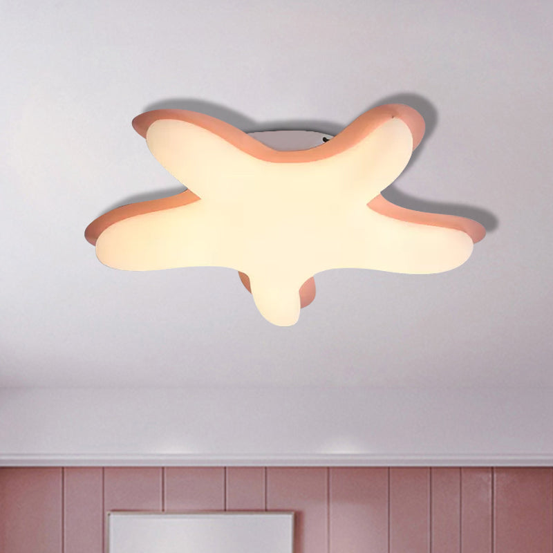 Cartoon Starfish Flush Ceiling Light Acrylic LED Bedroom Flush Mount Fixture in White/Pink/Yellow Pink Clearhalo 'Ceiling Lights' 'Close To Ceiling Lights' 'Close to ceiling' 'Flush mount' Lighting' 1650019