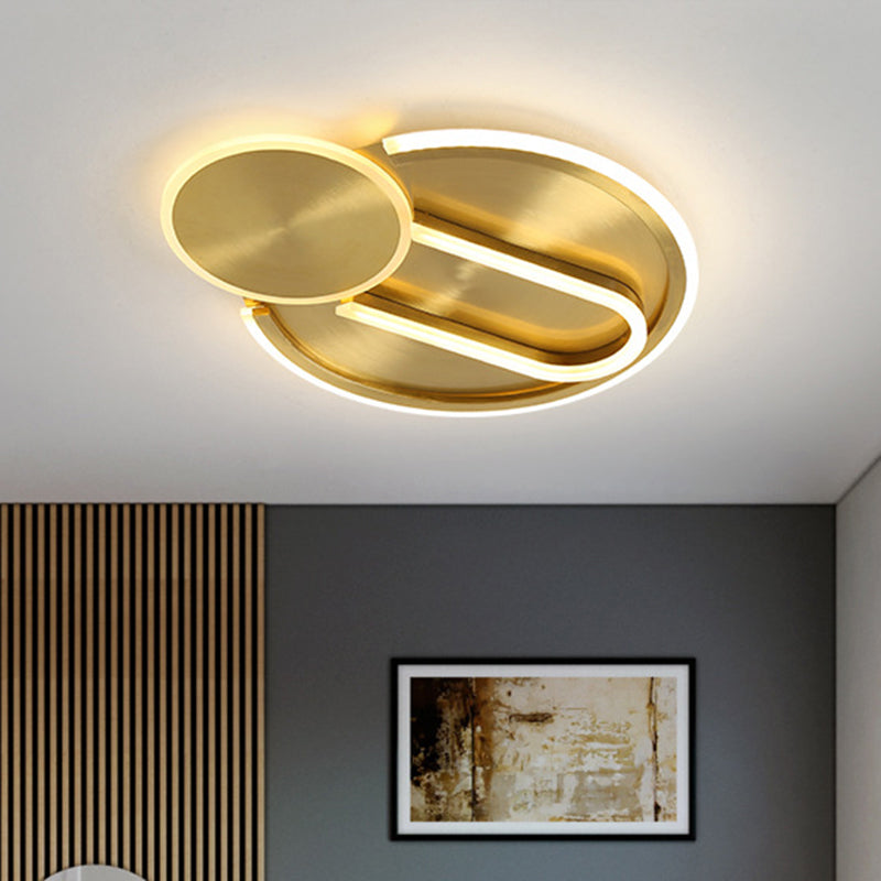 Gold Geometric Flush Light Fixture Modern Metal LED Ceiling Flush Mount in 3 Color/White Light for Bedroom Gold Clearhalo 'Ceiling Lights' 'Close To Ceiling Lights' 'Close to ceiling' 'Flush mount' Lighting' 1650080