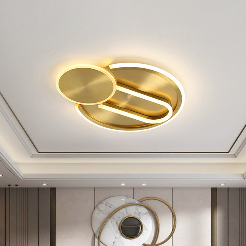 Gold Geometric Flush Light Fixture Modern Metal LED Ceiling Flush Mount in 3 Color/White Light for Bedroom Clearhalo 'Ceiling Lights' 'Close To Ceiling Lights' 'Close to ceiling' 'Flush mount' Lighting' 1650081