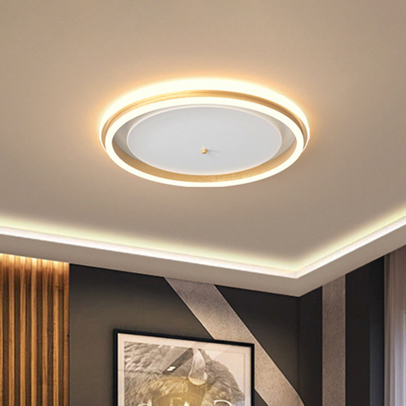 16.5"/20.5" Inch Width Metal Round Flush Ceiling Light Simple Gold/Coffee LED Flush Mount Lamp for Balcony, Warm/White Light Gold Clearhalo 'Ceiling Lights' 'Close To Ceiling Lights' 'Close to ceiling' 'Flush mount' Lighting' 1650088