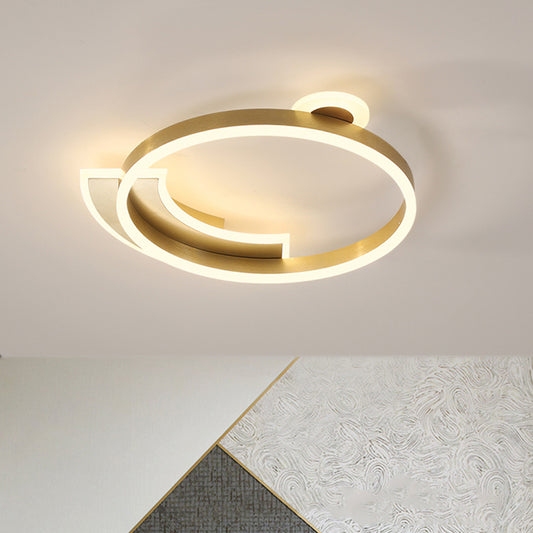 18"/26" Width Halo Ring Dining Hall Flushmount Lighting Metal Modern LED Flush Ceiling Lamp in Gold Gold Clearhalo 'Ceiling Lights' 'Close To Ceiling Lights' 'Close to ceiling' 'Flush mount' Lighting' 1650125