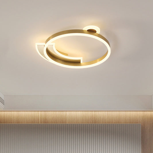 18"/26" Width Halo Ring Dining Hall Flushmount Lighting Metal Modern LED Flush Ceiling Lamp in Gold Clearhalo 'Ceiling Lights' 'Close To Ceiling Lights' 'Close to ceiling' 'Flush mount' Lighting' 1650126