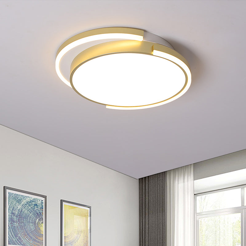 18"/22.5" W 2-Layer Round Flush Mount Lamp Metal Modernist LED Ceiling Light Fixture in Gold Gold Clearhalo 'Ceiling Lights' 'Close To Ceiling Lights' 'Close to ceiling' 'Flush mount' Lighting' 1650130