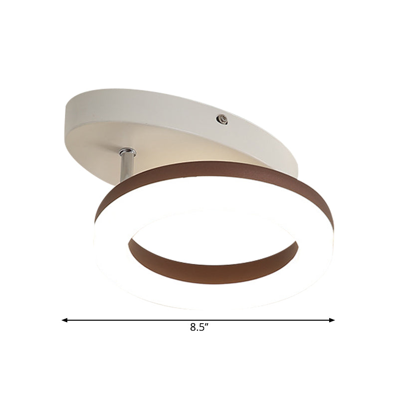 8.5"/11.5" Wide Metal Ring Ceiling Flush Mount Contemporary White LED Semi Flush Light in Warm/White Light Clearhalo 'Ceiling Lights' 'Close To Ceiling Lights' 'Close to ceiling' 'Semi-flushmount' Lighting' 1650138